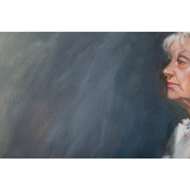 Figurative Original Portrait Oil Painting of a Woman, “Woman in Blue” For Sale - Image 3 of 7