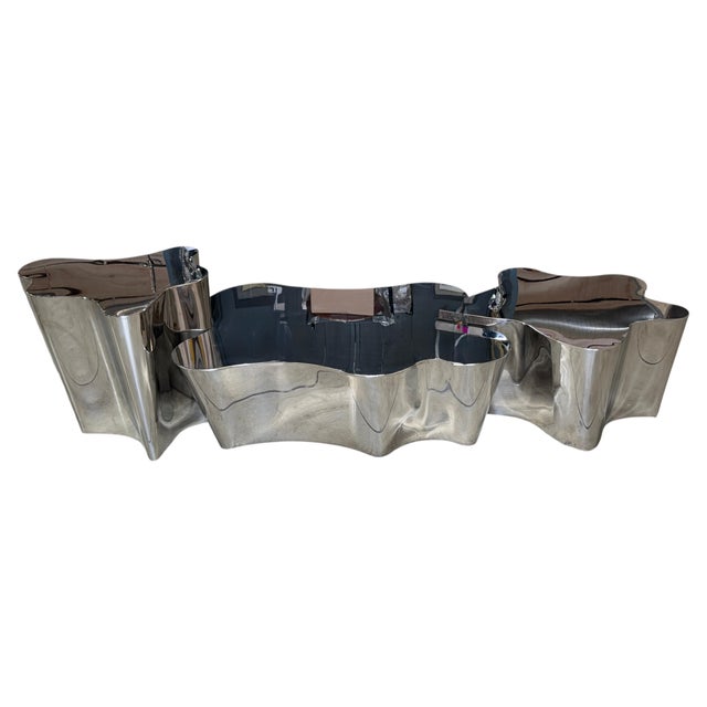 Three-Piece Biomorphic Polished Stainless Steel Coffee Table, Early 2000s For Sale - Image 16 of 18