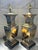 Stunning pair of Chinoiserie brass table lamps with chrome accents. In the style of James Month with beautiful scrolling...