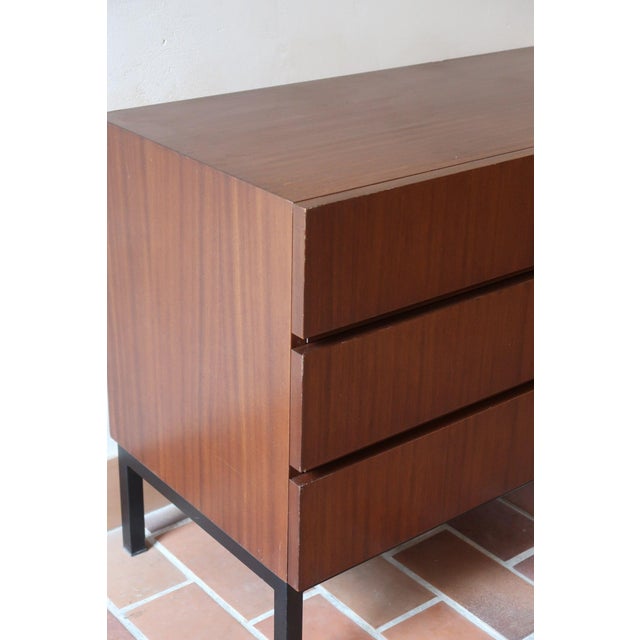 Teak Chest of 3 Drawers on Black Metal Base, 1960s For Sale - Image 4 of 12