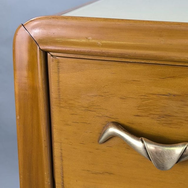 Light Wood Chest of Drawers with Cream Glass, 1950s For Sale - Image 4 of 10