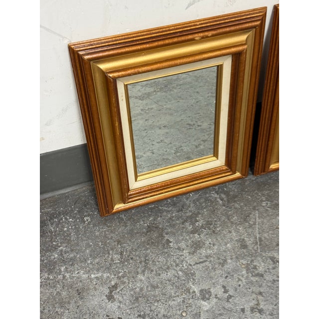 Traditional Vintage Square Giltwood Wall Mirrors, 20th Century, Pair For Sale - Image 3 of 12