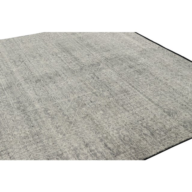 Contemporary Rug & Kilim’s Mamluk Style Rug with Geometric Floral Patterns in Gray and White - 10x14 For Sale - Image 3 of 6