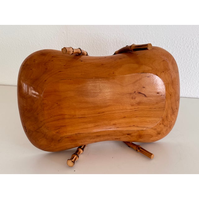 Mid-Century Italian Nutwood and Bamboo Basket, 1970s For Sale - Image 14 of 17