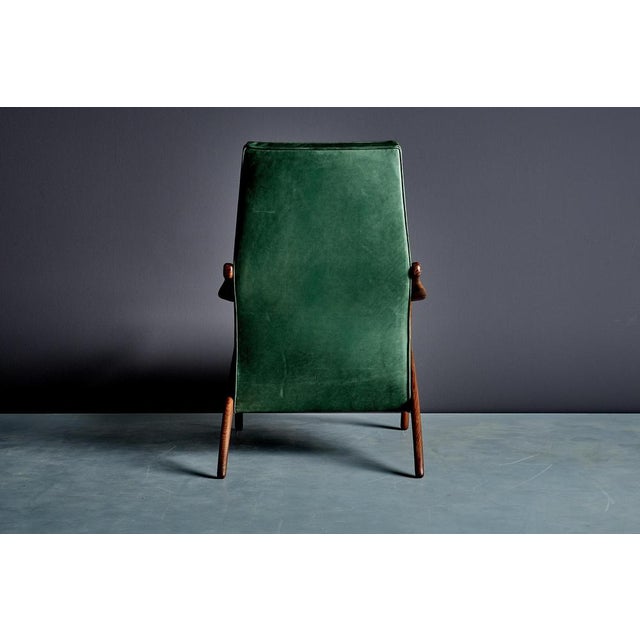 Highback Lounge Chair in Teak and Green Leather from Arne Hovmand-Olsen, 1960s For Sale - Image 4 of 15
