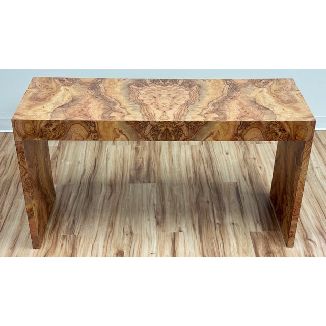 Vintage Faux Burlwood Console Table For Sale - Image 9 of 12