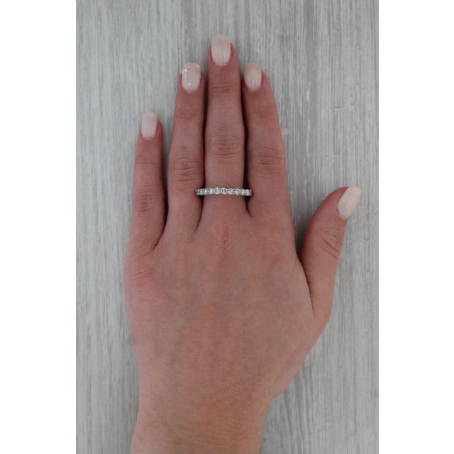 Metal 0.90ctw Diamond Wedding Band 14k White Gold Size 10 Stackable Annivesary Ring For Sale - Image 7 of 8