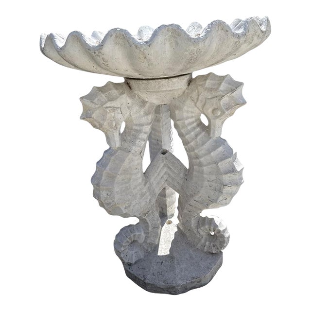 Vintage Italian Stone See Horse Birdbath For Sale