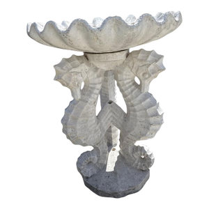 Vintage Italian Stone See Horse Birdbath