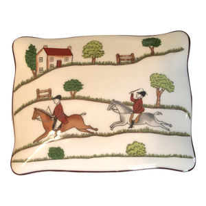 1980’s Staffordshire Bone China Cigarette Box Hunt Scene