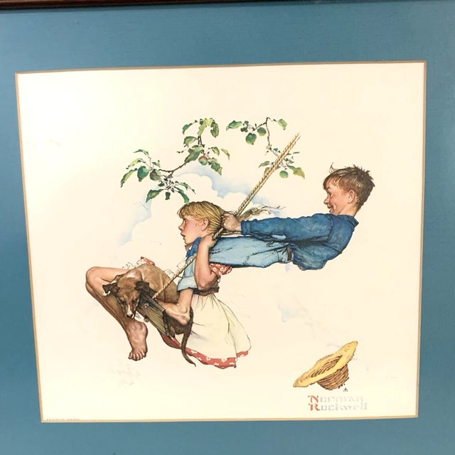 Norman Rockwell "Young Love: Swinging Framed Art Print 15"x15" VTG 1970-1979 Artist: Norman Rockwell Type: Framed Print...