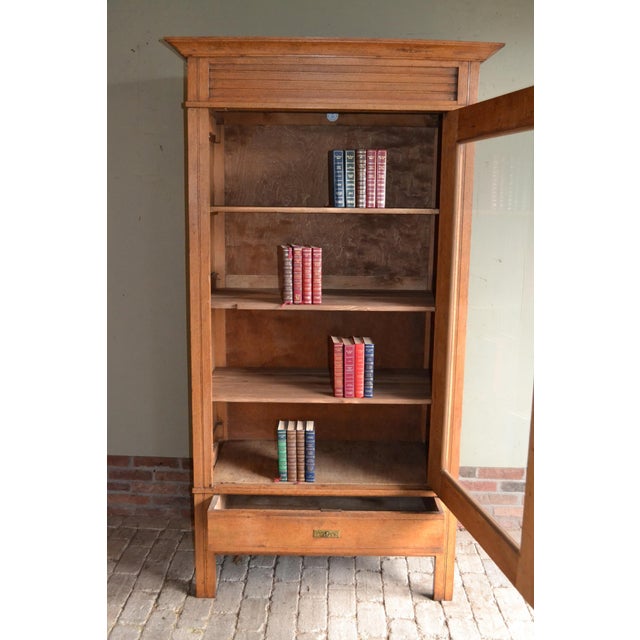 20th-century Dutch oak bookcase, display cabinet, shop cabinet, china cabinet, library cabinet. Height: 198 cm. Width: 109...