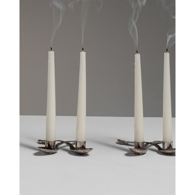 Early 20th Century France Black Silver Candlestick For Sale - Image 14 of 16
