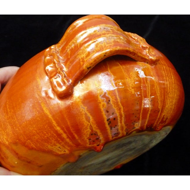 1950s Signed Mid-Century Modern C. Tinel French Studio Pottery Soup Tureen Burnt Orange Fat Lava Glaze For Sale In Los Angeles - Image 6 of 10