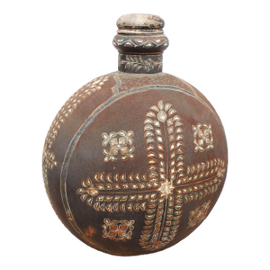 Ext. LRG Antique African Handpainted Moon Flask 26"