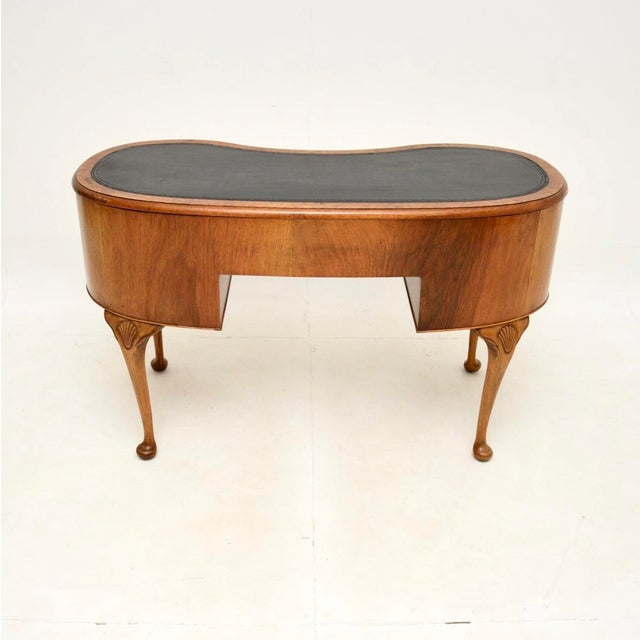 Vintage Kidney Shaped Desk in Burr Walnut with Leather Top, 1920s For Sale - Image 6 of 12