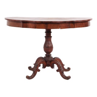 Antique 19th Century Mahogany Serving Table with Carved Details For Sale
