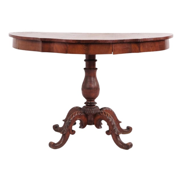 Antique 19th Century Mahogany Serving Table with Carved Details For Sale
