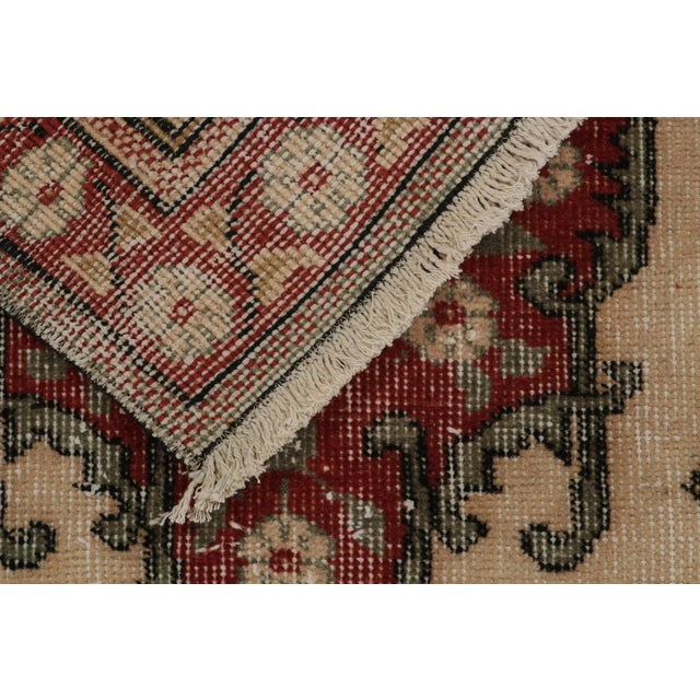 Textile Vintage Distressed Runner in Beige With Red & Green Medallions - by Rug & Kilim For Sale - Image 7 of 8