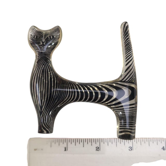 Transparent Abraham Palatnik Set of 2 Cats 1960s Lucite Art Clear/Black Made in Brazil For Sale - Image 8 of 12