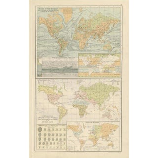 Antique Charts of the World Physical, 1884 For Sale