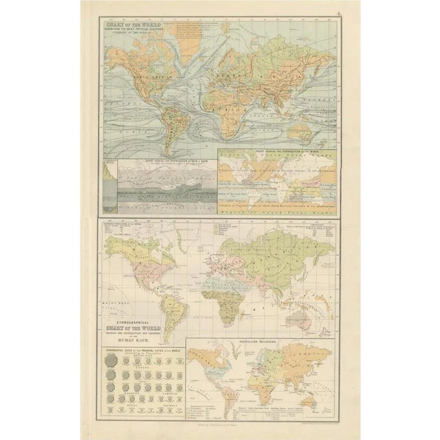 Antique Charts of the World Physical, 1884 For Sale