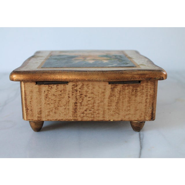 Vintage Footed Wooden Musical Jewelry Box For Sale In Milwaukee - Image 6 of 11