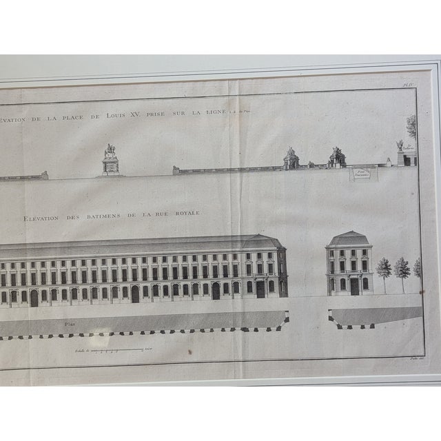 Antique 1765 Neoclassical Architectural Engraving, Place Louis XV Paris, by Pierre Patte, Pl. Iv, Framed For Sale - Image 4 of 9
