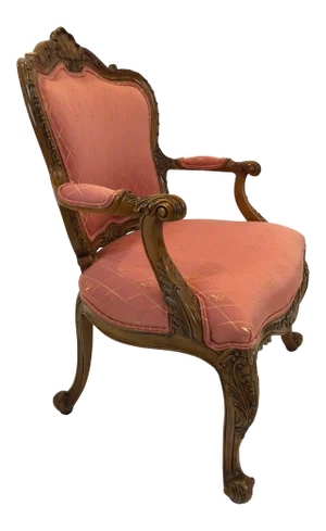 1980s Vintage Regal Louis XVI Style Girard Emilia Hand Carved Italian Armchair
