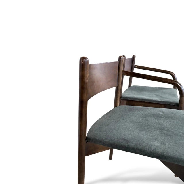 Mid-Century Modern Dining Chairs in Dark Wood, 1960s, Set of 2 For Sale - Image 6 of 9