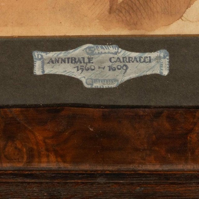Important 16th Century Italian Renaissance Baroque Old Master Drawing Watercolor byAnnibale Carracci, Circa 1590 For Sale - Image 10 of 11