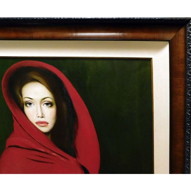 Taras Loboda "Lady in Red" Original Painting Oil on Canvas Hand Signed For Sale - Image 4 of 8