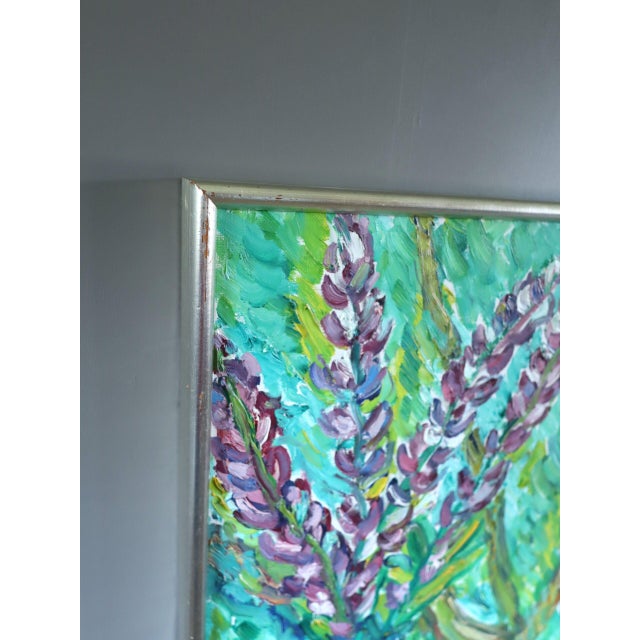 Mid-Century Modern 'Lavender & Fruit' Original Swedish Expressive Interior Still Life Oil Painting, Framed For Sale - Image 6 of 12