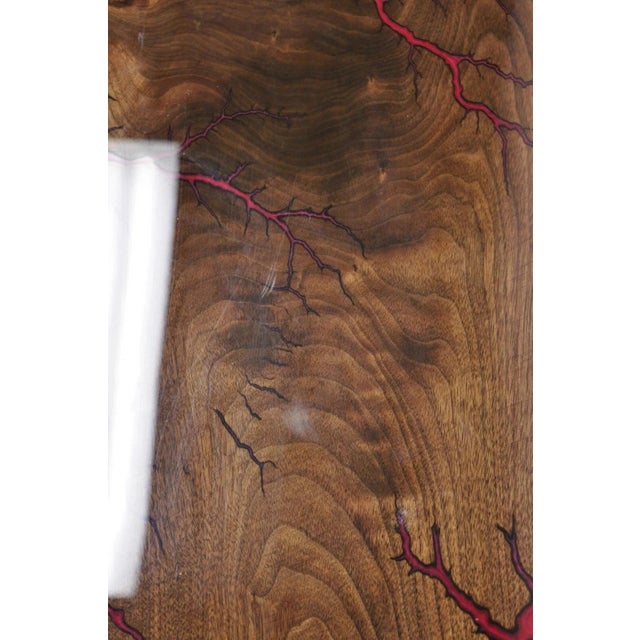 Live Edge Black Walnut Surfboard Coffee Table Red Resin Lacquer Hairpin Legs For Sale - Image 9 of 11