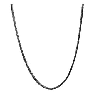 Men's Sterling Silver Black Onyx Tennis Necklace For Sale