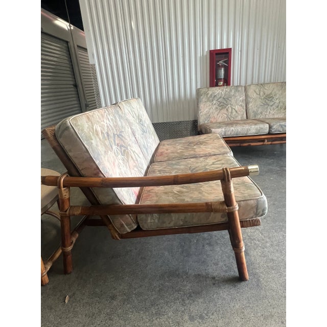 Wood 1950s Ficks Reed Ming Style 2-Piece Bamboo Sofa by John Wisner For Sale - Image 7 of 12