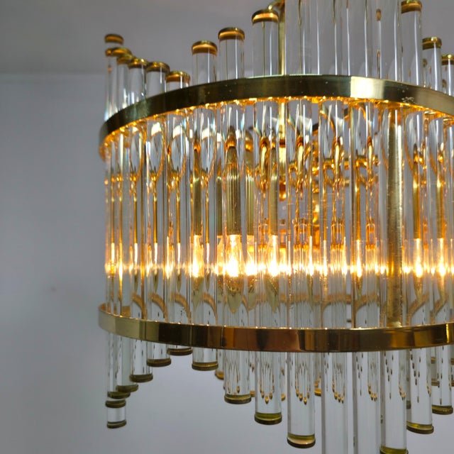 Mid-Century Hollywood Regency Brass and Glass Tube Ceiling Light by Christoph Palme for Palwa, 1970s For Sale - Image 9 of 10