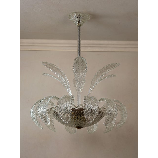 1930s Vintage Art Deco Murano Glass Chandelier with Eighteen Leaves by Ercole Barovier, 1930s For Sale - Image 5 of 18