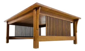 Stickley Mission Oak Coffee Table With Slatted Sides, Signed and Dated 1995