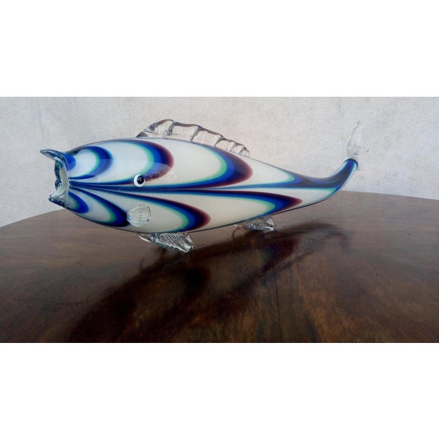 Beautiful glass fish made of thick blown and shaped glass. Handmade, hollow inside. More colors. It is 58 cm long. Nice...