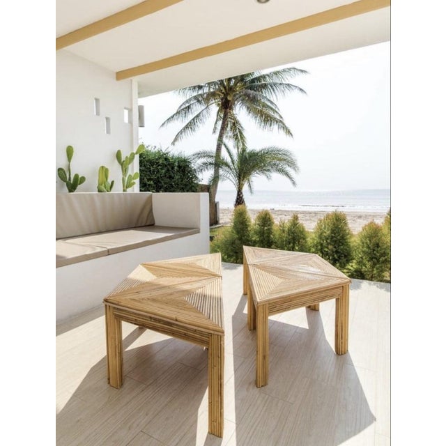 Wood Vintage Modular Rattan Coffee Tables, Set of 6 For Sale - Image 7 of 10