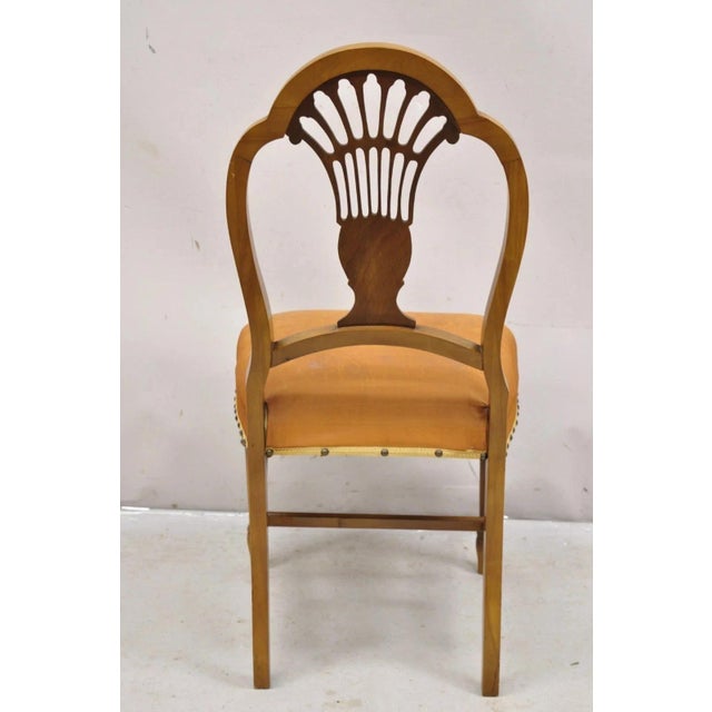 Brown Vintage Joerns Bros Art Deco Walnut Fan Back Vanity Side Chair For Sale - Image 8 of 10