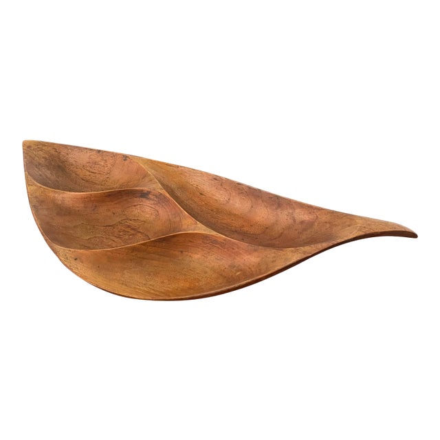 Emil Milan Mid-Century Modern Wooden Walnut Bowl For Sale
