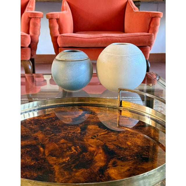 Mid-Century Modern Set of 2 Spherical Gres Vases, Franco Bucci Italy Ca. 1970 For Sale - Image 17 of 18