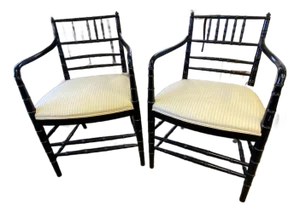 20th Century Faux Bamboo Chairs, Pair