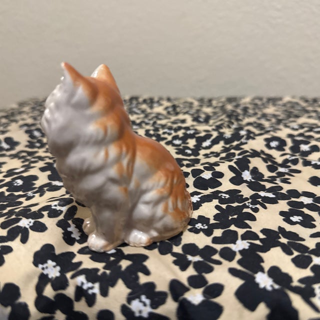 Mid-Century Modern Mid-Century Modern Japanese Porcelain Long-Haired Ginger Cat Figurine For Sale - Image 3 of 6