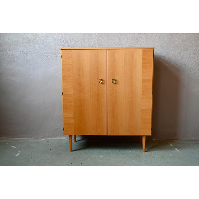 Vintage Shoe Cabinet in Light Wood and Chrome-Plated Metal, 1960s For Sale - Image 4 of 13