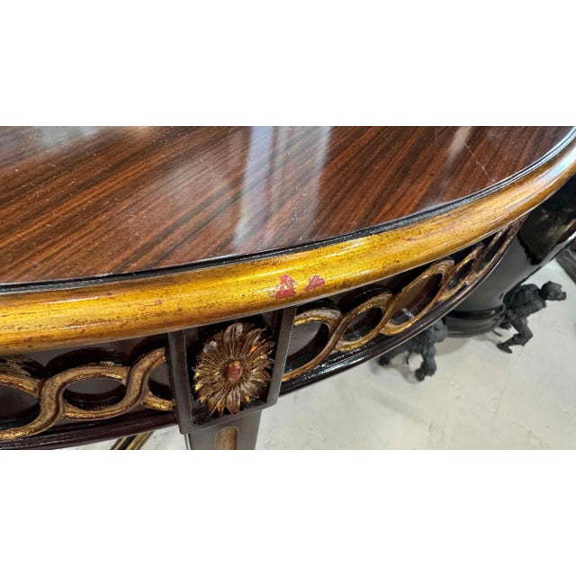 Traditional Maitland Smith Style Recency Demilune Console Table For Sale - Image 3 of 6