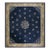 1900s Navy Blue Solid Floral Deco Antique Chinese Peking Knotted Room Size Rug For Sale