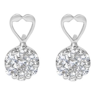 14K White Gold 1 1/4 cttw Round Cut Diamond Earrings (H-I, I1-I2) For Sale